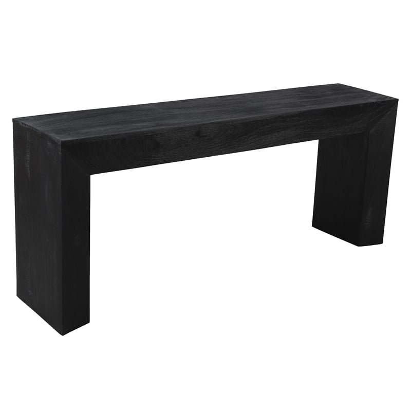 Pemberly Row Solid Mango Wood Console Table in Charcoal Gray Finish