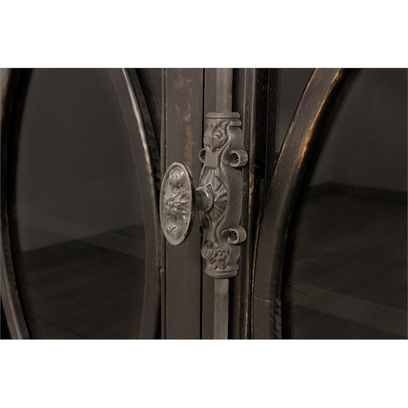 Pemberly Row 6-Door Solid Pine Wood Sideboard in Antique Black Finish