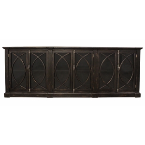 Pemberly Row 6-Door Solid Pine Wood Sideboard in Antique Black Finish