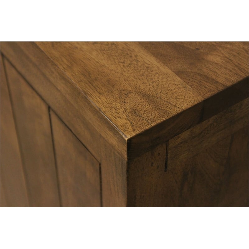 Pemberly Row 3-Drawer 2-Door Solid Mango Wood Sideboard in Chestnut Finish