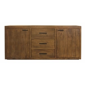 Pemberly Row 3-Drawer 2-Door Solid Mango Wood Sideboard in Chestnut Finish