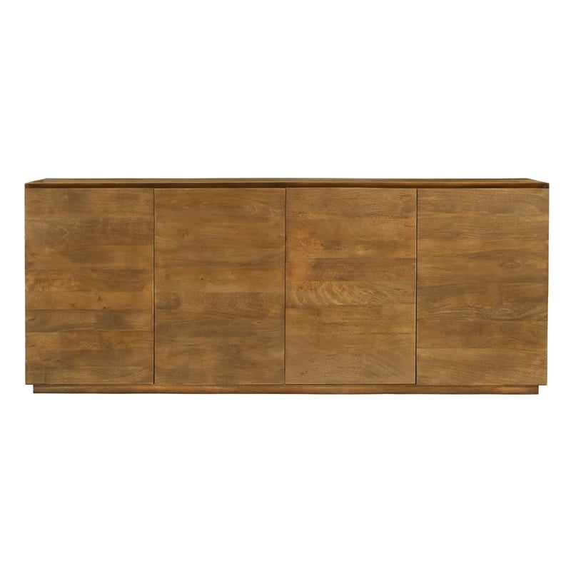 Pemberly Row 4-Door Solid Mango Wood Sideboard in Spice Tan Finish