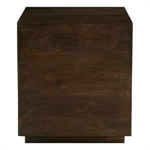 Pemberly Row Solid Mango Wood Square Side Table in Barista Brown Finish