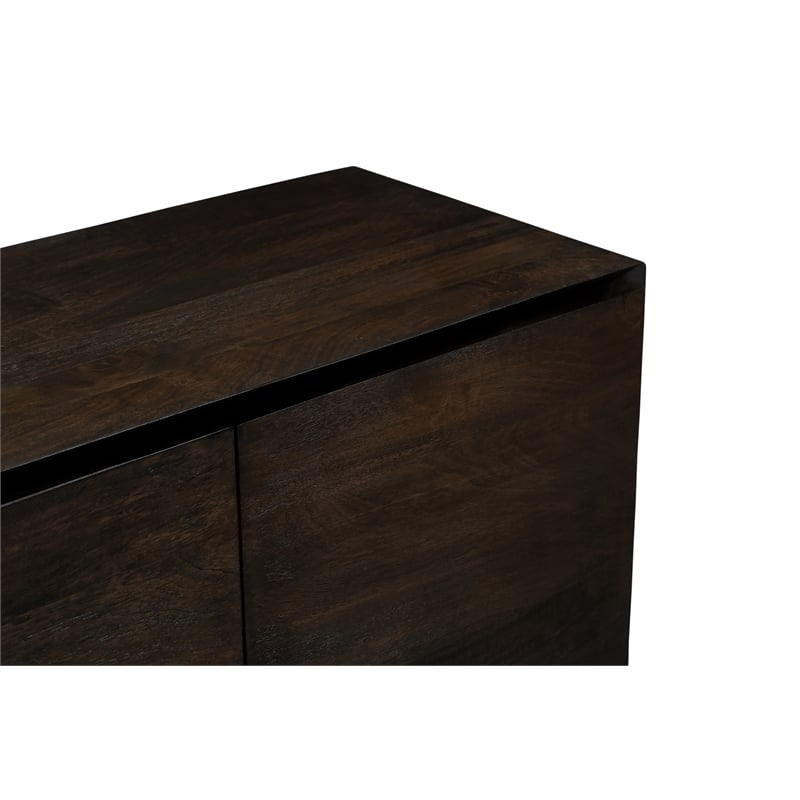 Pemberly Row 4-Door Solid Mango Wood Sideboard in Barista Brown Finish