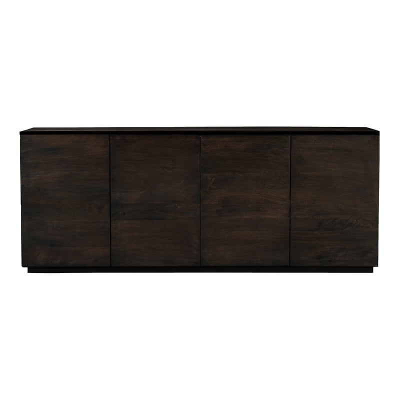 Pemberly Row 4-Door Solid Mango Wood Sideboard in Barista Brown Finish