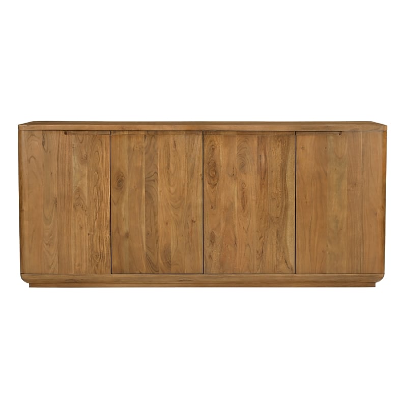 Pemberly Row 4-Door Solid Acacia Wood Sideboard in Acacia Tan Finish