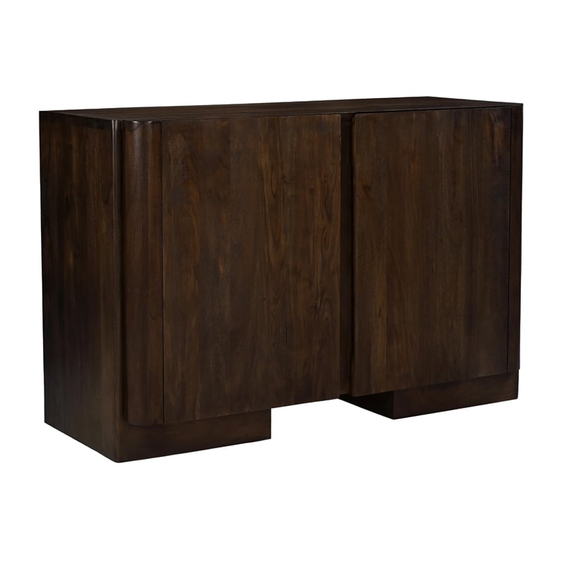 Pemberly Row 2-Door Solid Acacia Wood Sideboard in Barista Brown Finish
