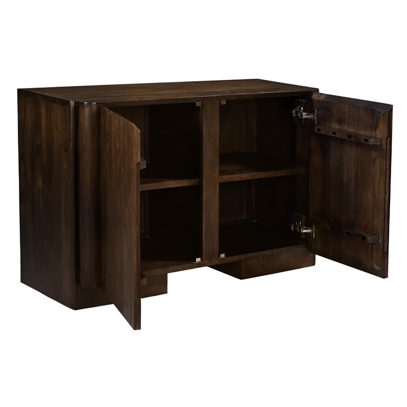 Pemberly Row 2-Door Solid Acacia Wood Sideboard in Barista Brown Finish
