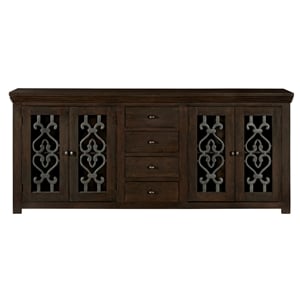 Pemberly Row 4-Door 4-Drawer Solid Mango Wood Sideboard in Barista Brown