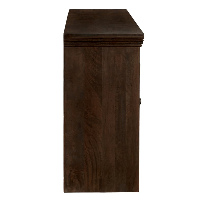 Pemberly Row 4-Door 4-Drawer Solid Mango Wood Sideboard in Barista Brown