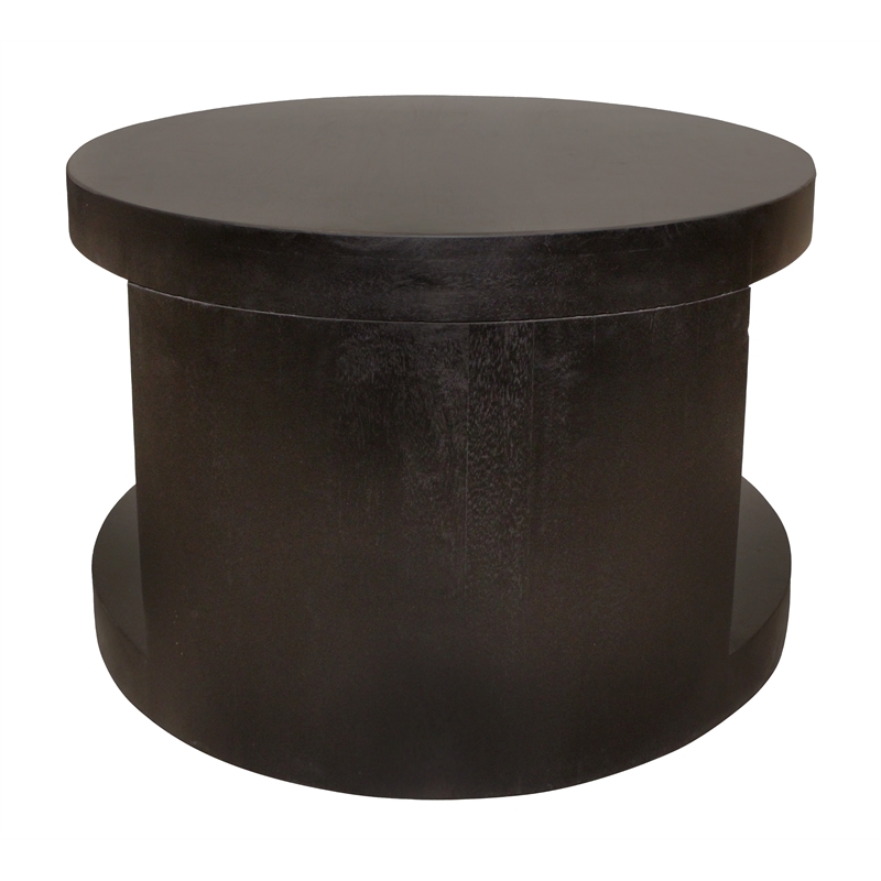 Pemberly Row 2-Piece Nesting Cocktail Table Set in Natural Black Solid Wood