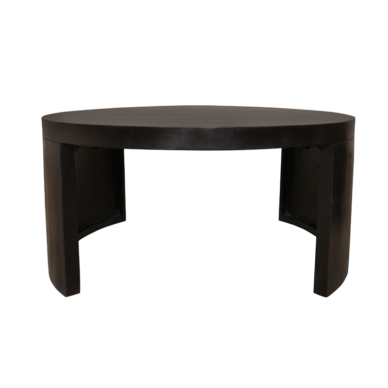 Pemberly Row 2-Piece Nesting Cocktail Table Set in Natural Black Solid Wood