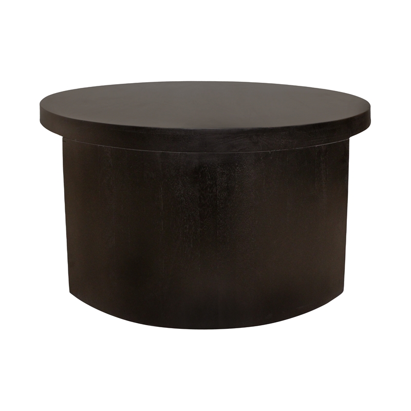 Pemberly Row 2-Piece Nesting Cocktail Table Set in Natural Black Solid Wood
