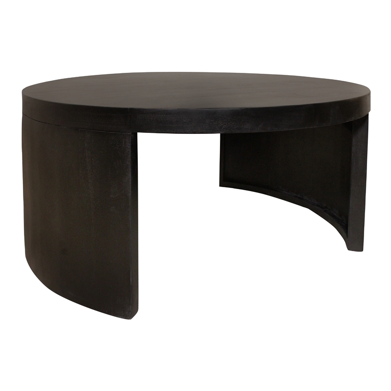 Pemberly Row 2-Piece Nesting Cocktail Table Set in Natural Black Solid Wood