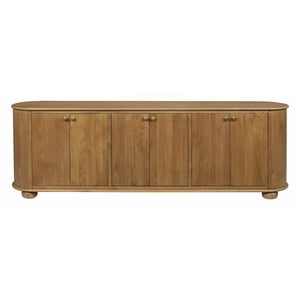 Pemberly Row 6-Door Solid Oak Wood Sideboard in Natural Finish