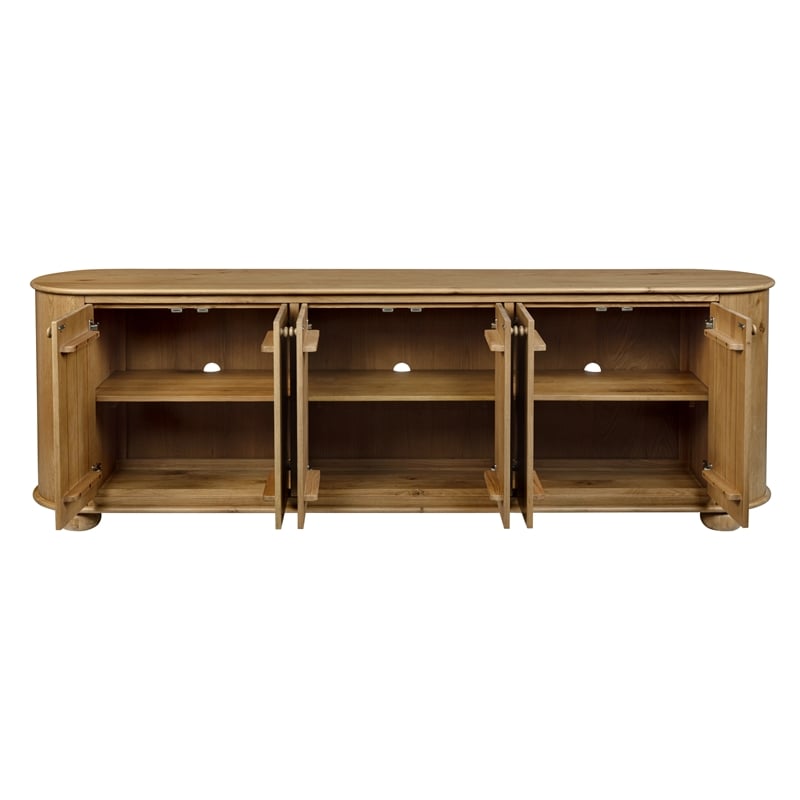 Pemberly Row 6-Door Solid Oak Wood Sideboard in Natural Finish