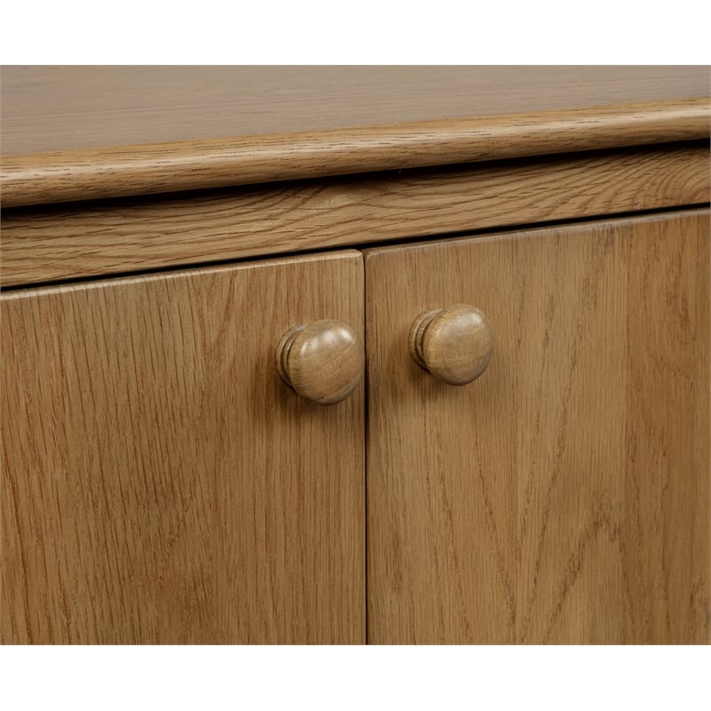 Pemberly Row 6-Door Solid Oak Wood Sideboard in Natural Finish
