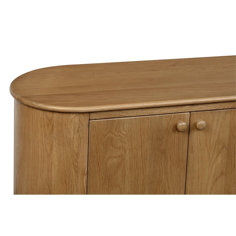 Pemberly Row 6-Door Solid Oak Wood Sideboard in Natural Finish