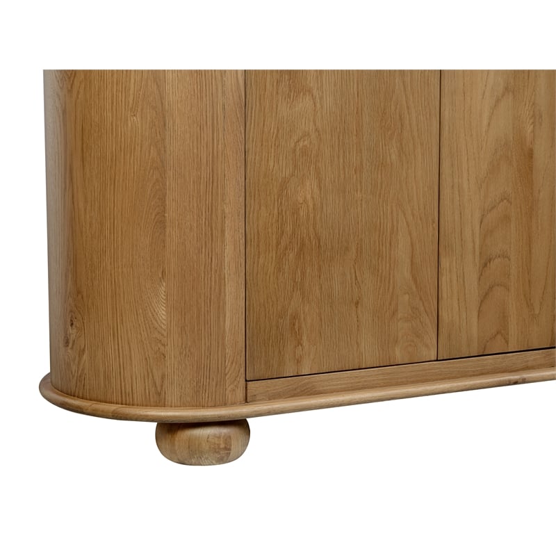 Pemberly Row 6-Door Solid Oak Wood Sideboard in Natural Finish