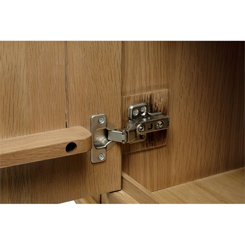 Pemberly Row 6-Door Solid Oak Wood Sideboard in Natural Finish