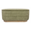 Pemberly Row Upholstered Storage Bench in Leaf Green Multi-Weave Solid Wood