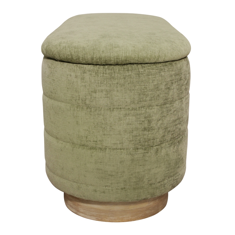Pemberly Row Upholstered Storage Bench in Leaf Green Multi-Weave Solid Wood