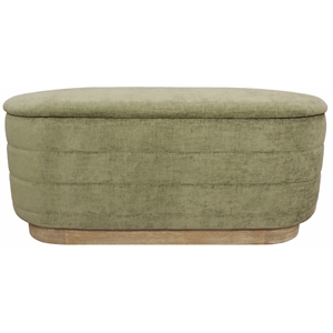 Pemberly Row Upholstered Storage Bench in Leaf Green Multi-Weave Solid Wood