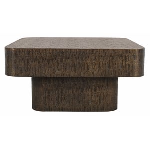 Pemberly Row 36&quot Cocktail Table with Stamped Brass Cladding on Solid Wood