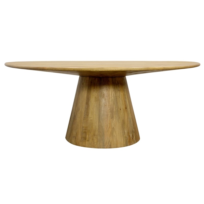 Pemberly Row Round Solid Mango Wood Dining Table in Distressed Natural Finish