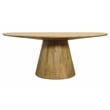 Pemberly Row Round Solid Mango Wood Dining Table in Distressed Natural Finish