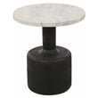 Pemberly Row Side Table with White Marble Top in Distressed Black Finish