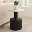Pemberly Row Side Table with White Marble Top in Distressed Black Finish