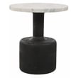 Pemberly Row Side Table with White Marble Top in Distressed Black Finish