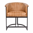 Pemberly Row Genuine Leather Dining Chair in Caramel with Iron Base