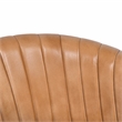 Pemberly Row Genuine Leather Dining Chair in Caramel with Iron Base