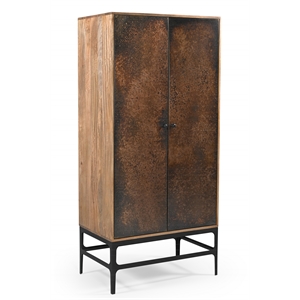 Pemberly Row Cabinet with Dark Copper Tone Iron Doors on Solid Wood Frame