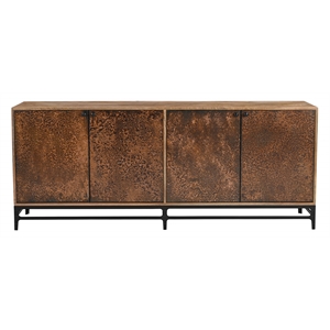 Pemberly Row Sideboard with Dark Copper Tone Iron Doors on Solid Wood Frame
