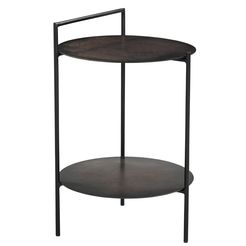 Pemberly Row Contemporary Iron Side Table in Dark Copper Patina