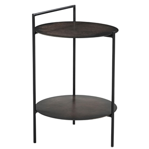 Pemberly Row Contemporary Iron Side Table in Dark Copper Patina