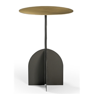Pemberly Row Iron Side Table in Black and Textured Brass Finish