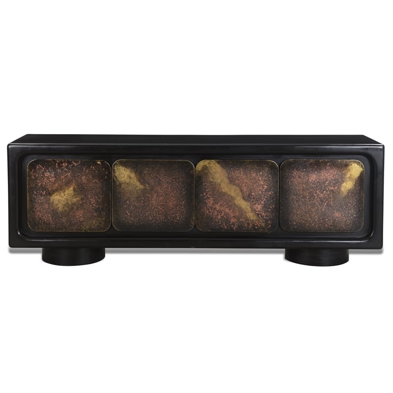 Pemberly Row 4-Door Sideboard in Multi-Color Toned Iron on Solid Wood
