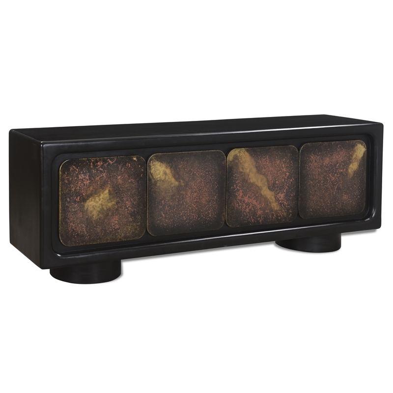 Pemberly Row 4-Door Sideboard in Multi-Color Toned Iron on Solid Wood