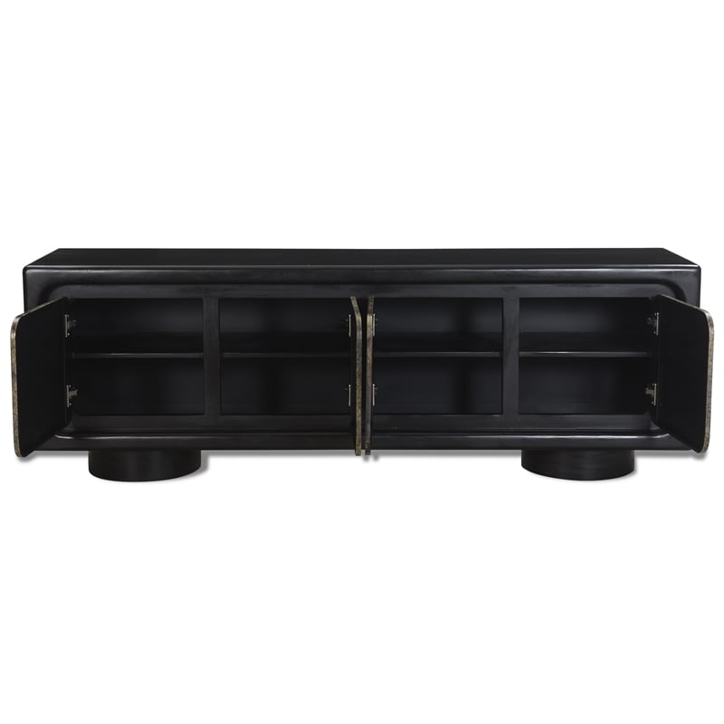 Pemberly Row 4-Door Sideboard in Multi-Color Toned Iron on Solid Wood