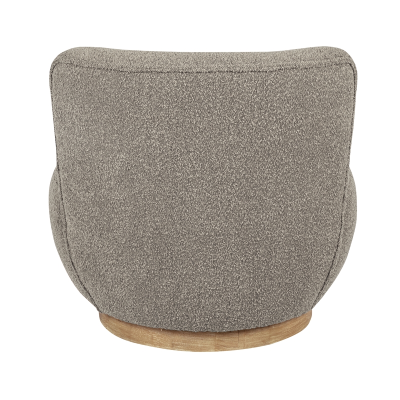 Pemberly Row Boucle Fabric Swivel Chair in Silver on Solid Wood Base