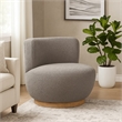 Pemberly Row Boucle Fabric Swivel Chair in Silver on Solid Wood Base