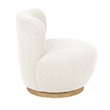 Pemberly Row Boucle Fabric Swivel Chair in Ivory on Solid Wood Base