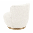 Pemberly Row Boucle Fabric Swivel Chair in Ivory on Solid Wood Base