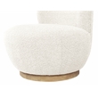 Pemberly Row Boucle Fabric Swivel Chair in Ivory on Solid Wood Base