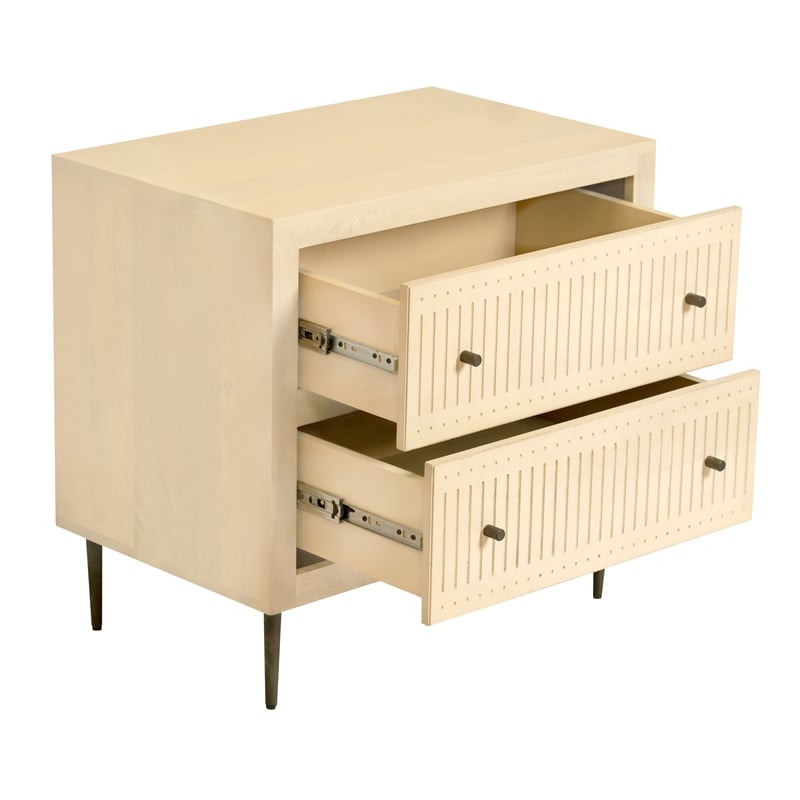 Pemberly Row 2-Drawer Solid Wood Nightstand in Aged Natural Finish