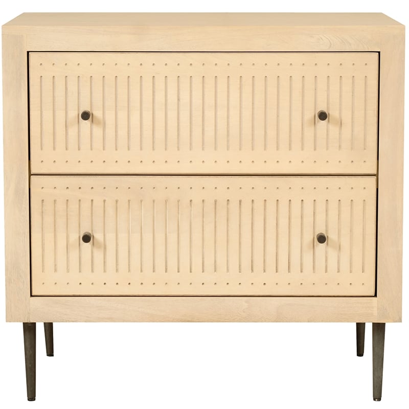 Pemberly Row 2-Drawer Solid Wood Nightstand in Aged Natural Finish